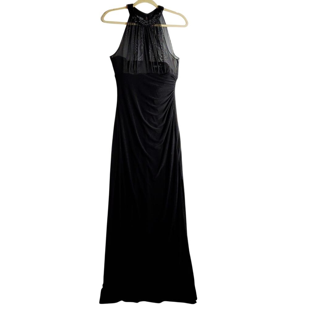 Ralph Lauren Black Halter Maxi Dress with Sheer Yoke